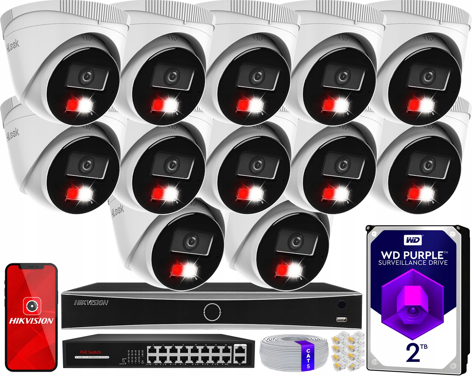 Monitorovací Sada 12 Kamer 8MPX Poe Hilook Hikvision DS-7616NXI-K2 2TB