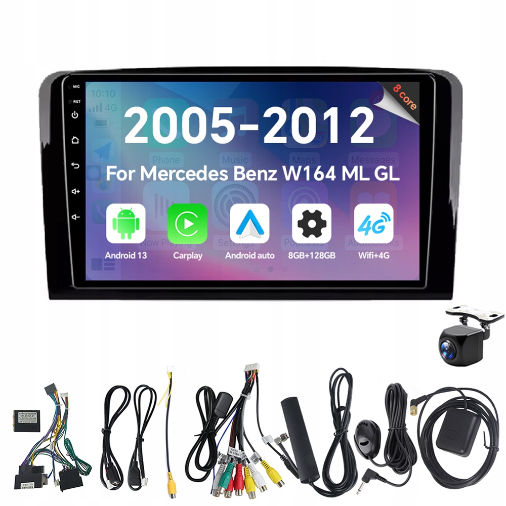 Autorádio Eunavi 2Din s Androidem 13 pro Benz třídy M W164 Gl X164 ML