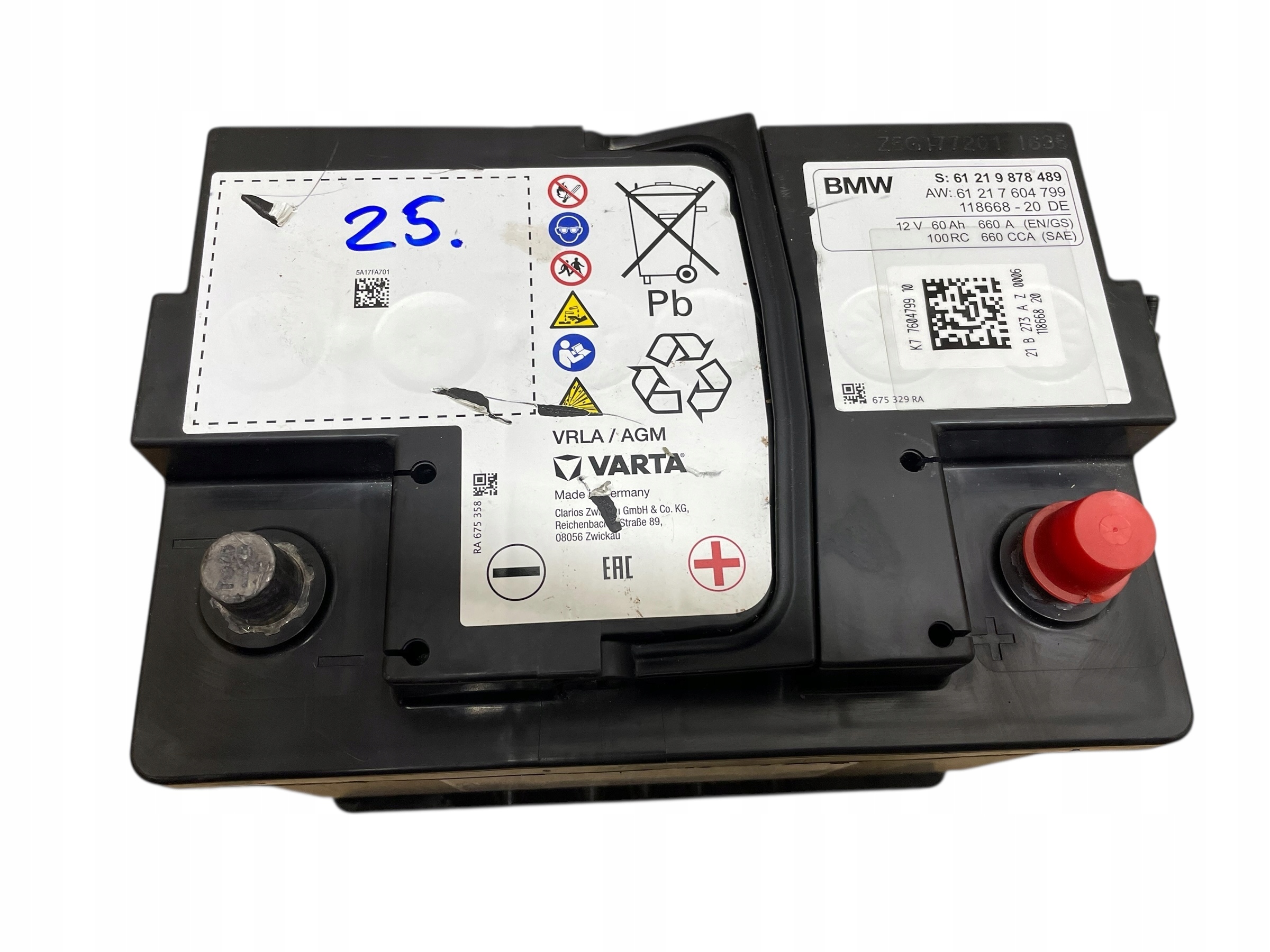 AKUMULATOR AGM START-STOP 12V 60AH 660AH BMW 2021R Original