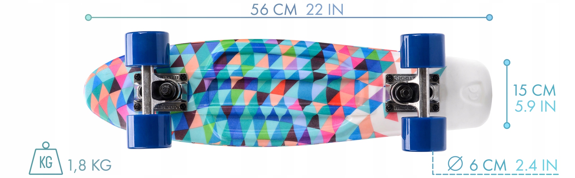 DESKOROLKA METEOR PLASTIKOWA FISZKA MULTIKOLOR Średnica kół 45 mm