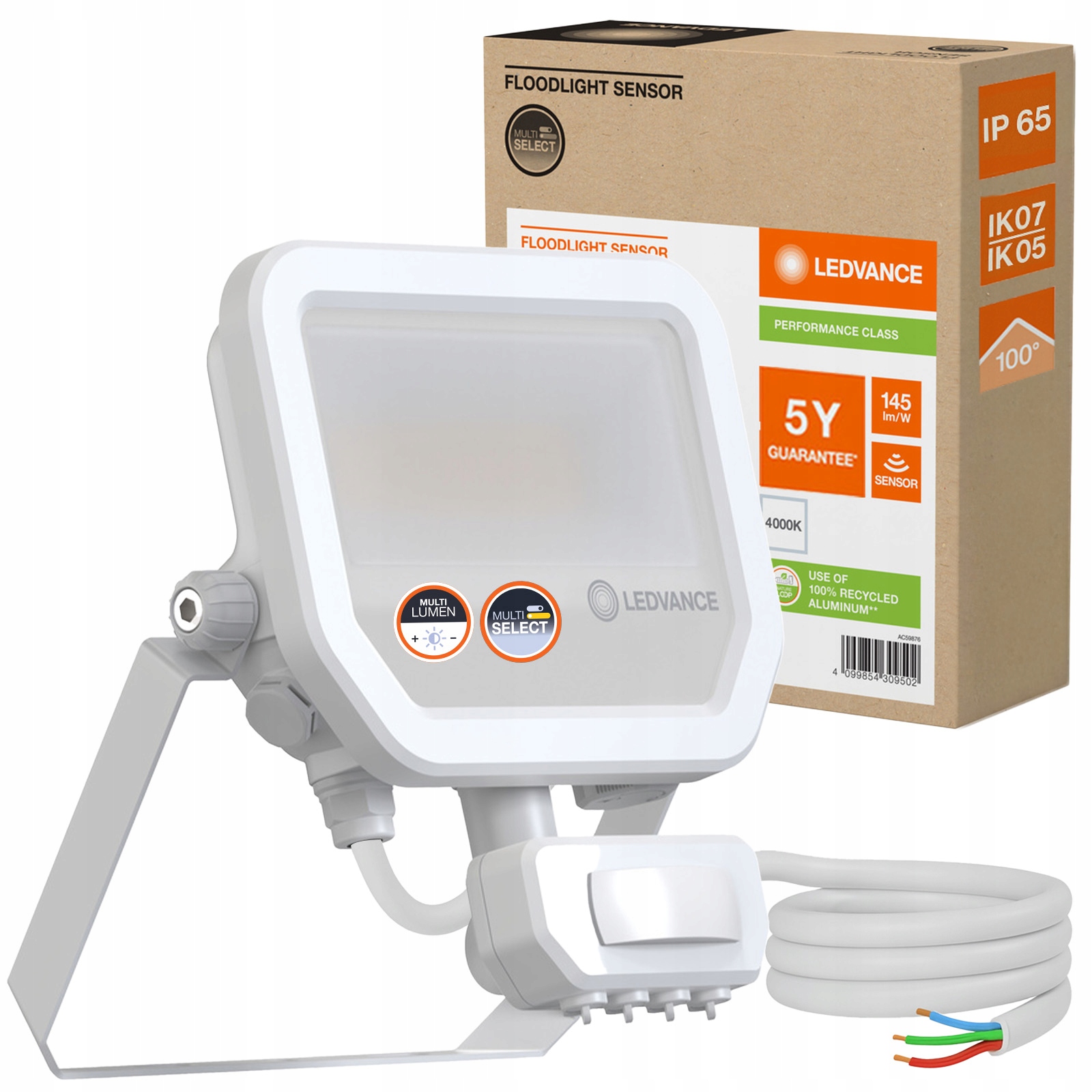 Led reflektor 17W 4000K Snímač pohybu Vodotěsný Ledvance Floodlight