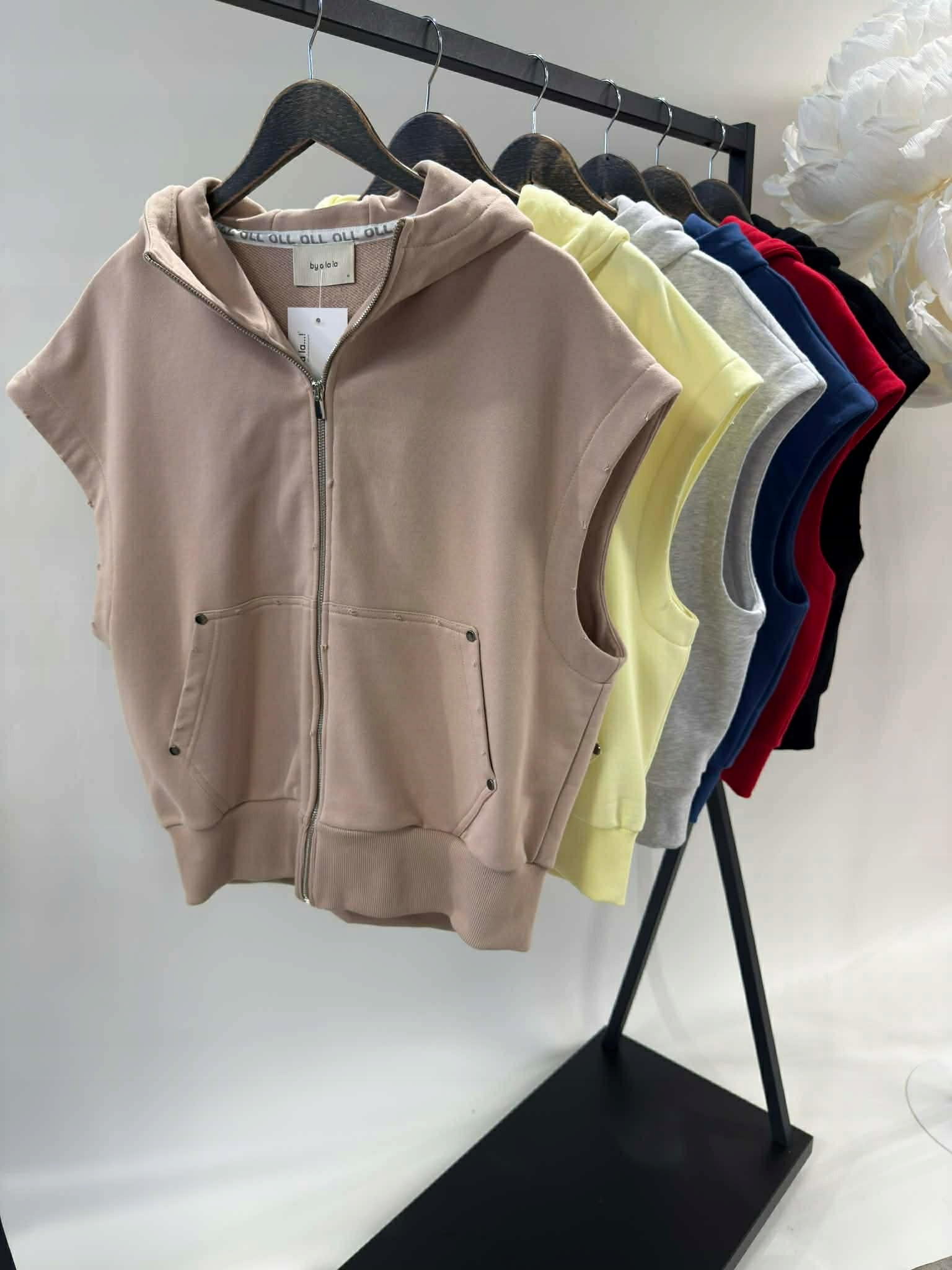 By O La La...! Krátká Tepláková Vesta S Kapucí, Šedá, Univerzální