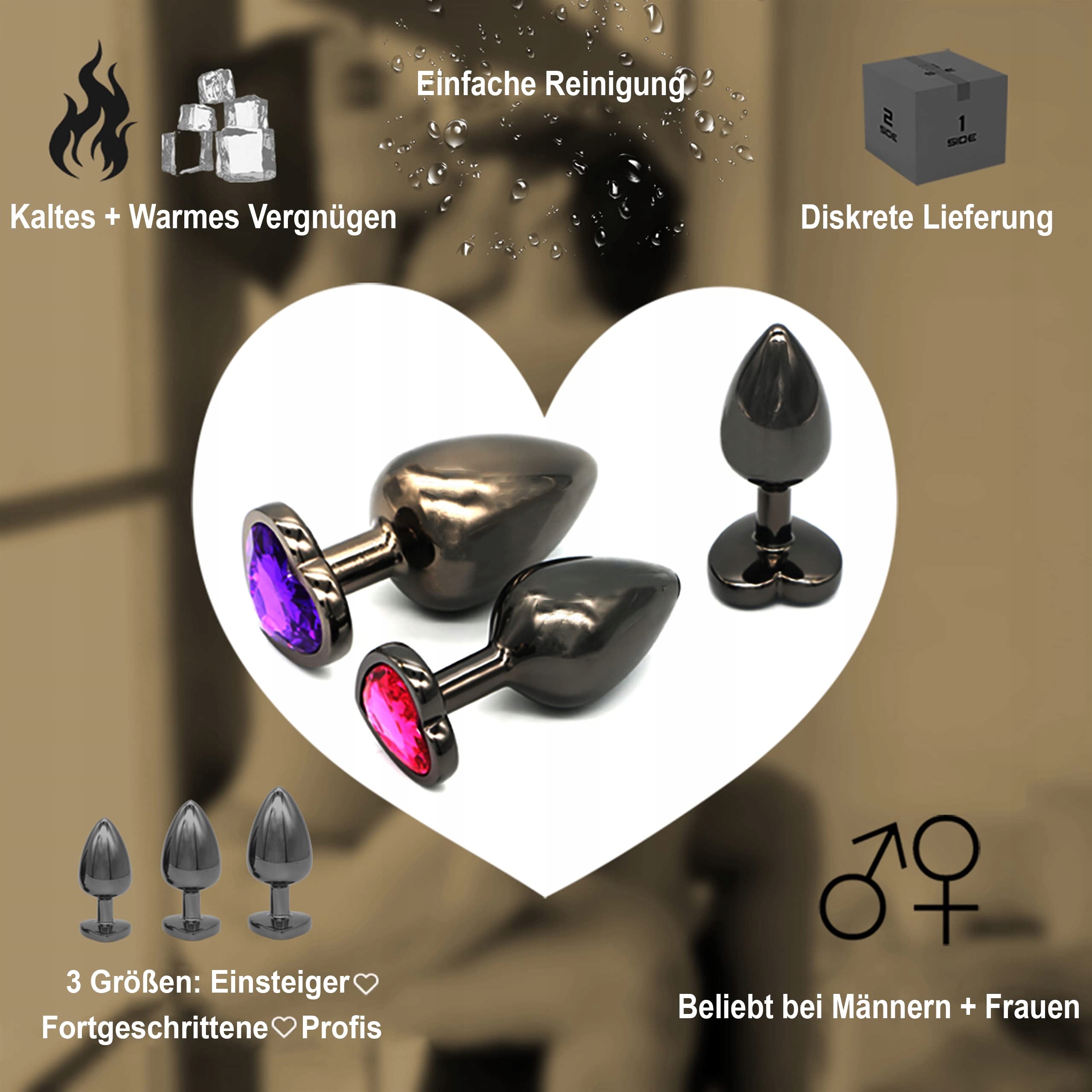 BELMALIA Zestaw 3 Metalowych Koreczków Analnych W Kształcie Serca — miniatura 5