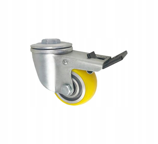 Hliníkovo-polyuretanové kolo v pouzdře s otvorem a brzdou fi100