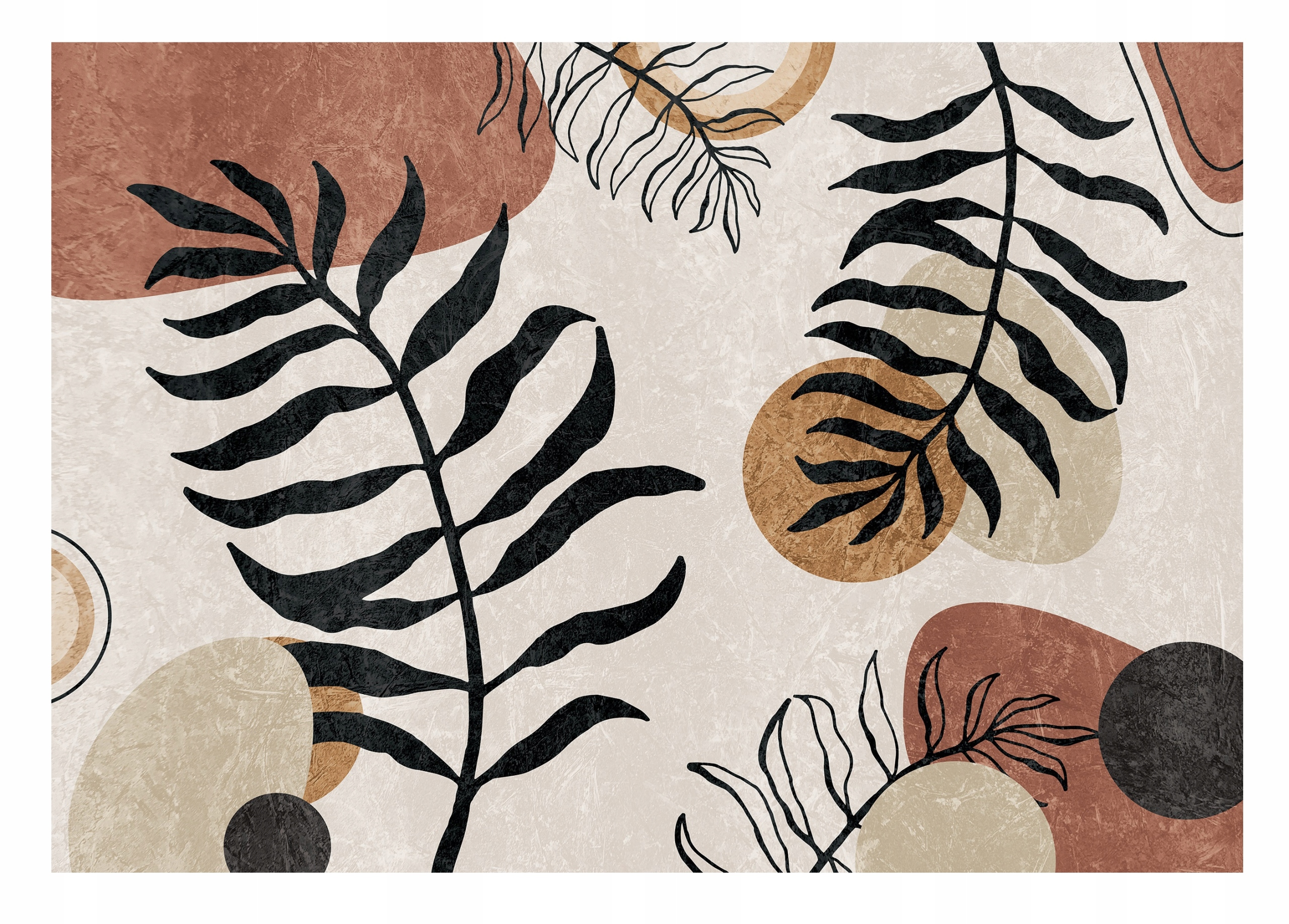 Fototapeta Boho Listy XXL Béžová Bronz 312x219