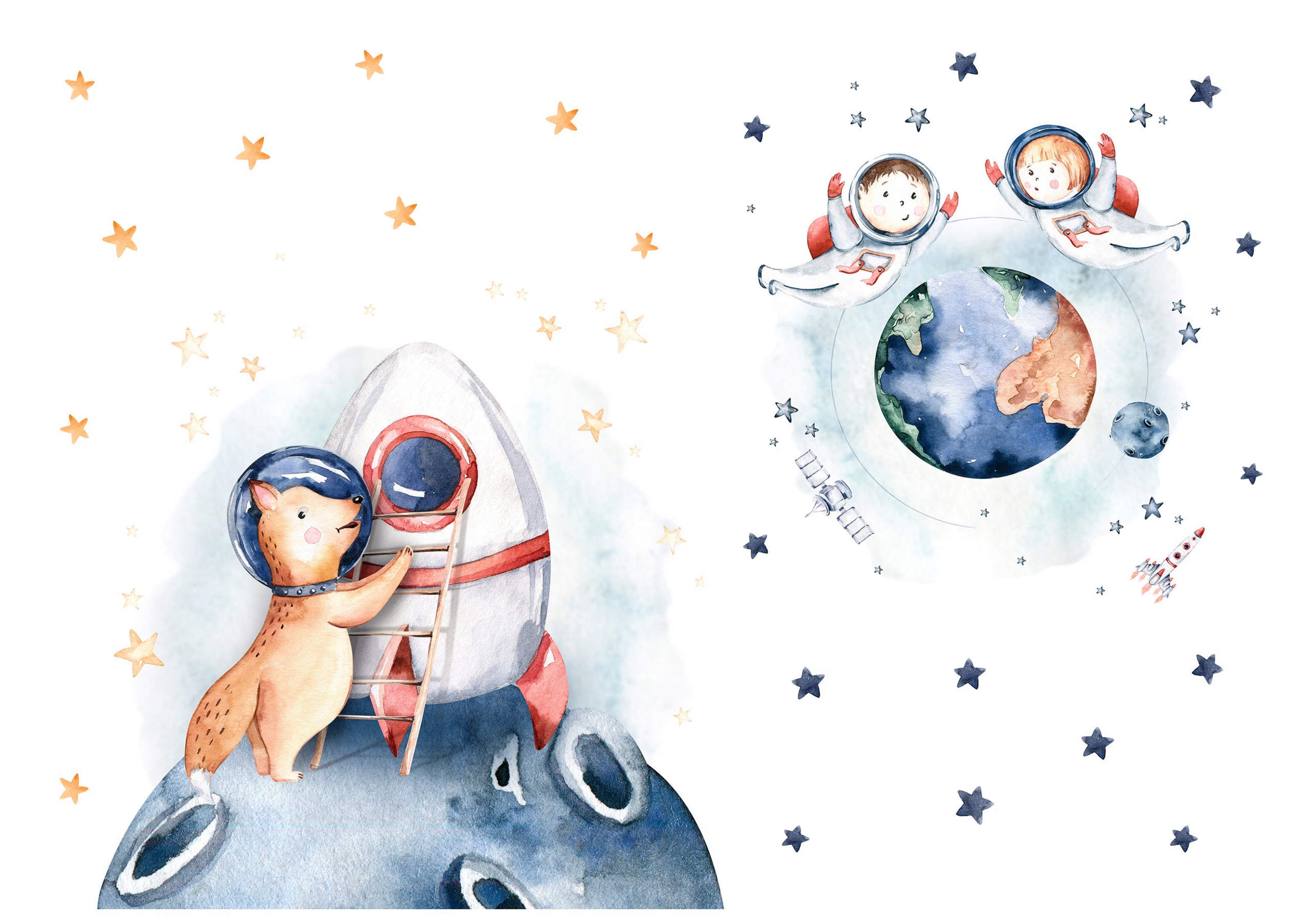 Fototapeta Vesmírné dobrodružství medvídka s raketou a Zemí vinyl 368x254 lepidlo