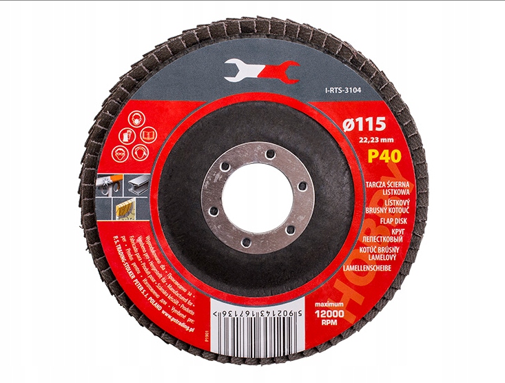 

Ściernica Listkowa labelka 115x22.2mm P40 Tarcza
