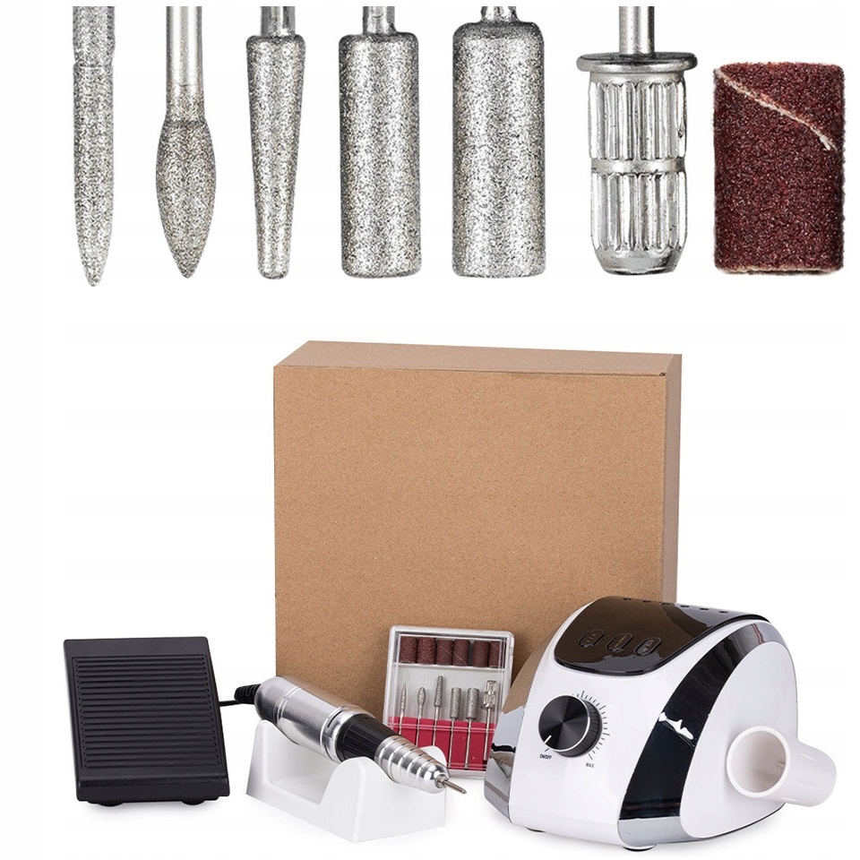 Frezarka do paznokci 68W M13 biała white do manicure z kompletem frezów