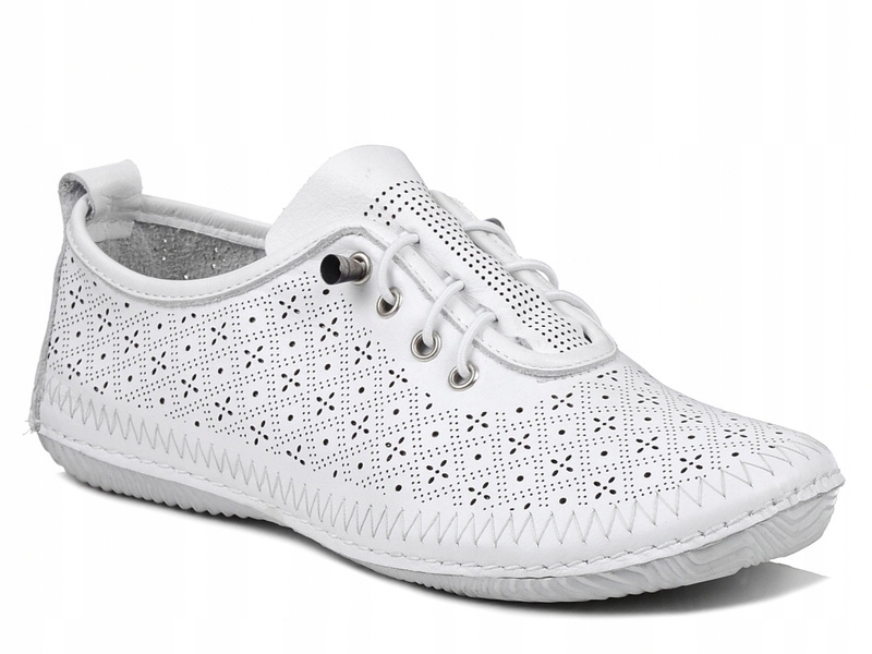 Półbuty damskie białe T.Sokolski 1302 buty skórzane ażurowe 40