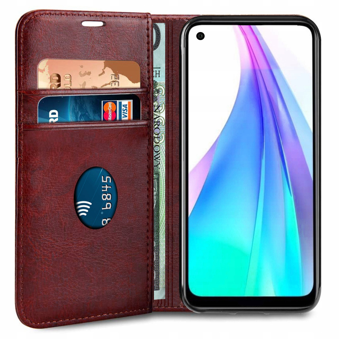 ETUI FLIP SKÓRZANE DO XIAOMI REDMI NOTE 9 +SZKŁO Dedykowany model XIAOMI REDMI NOTE 9