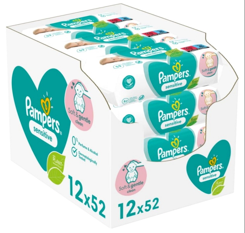 CHUSTECZKI NAWILŻANE PAMPERS SENSITIVE 12x52