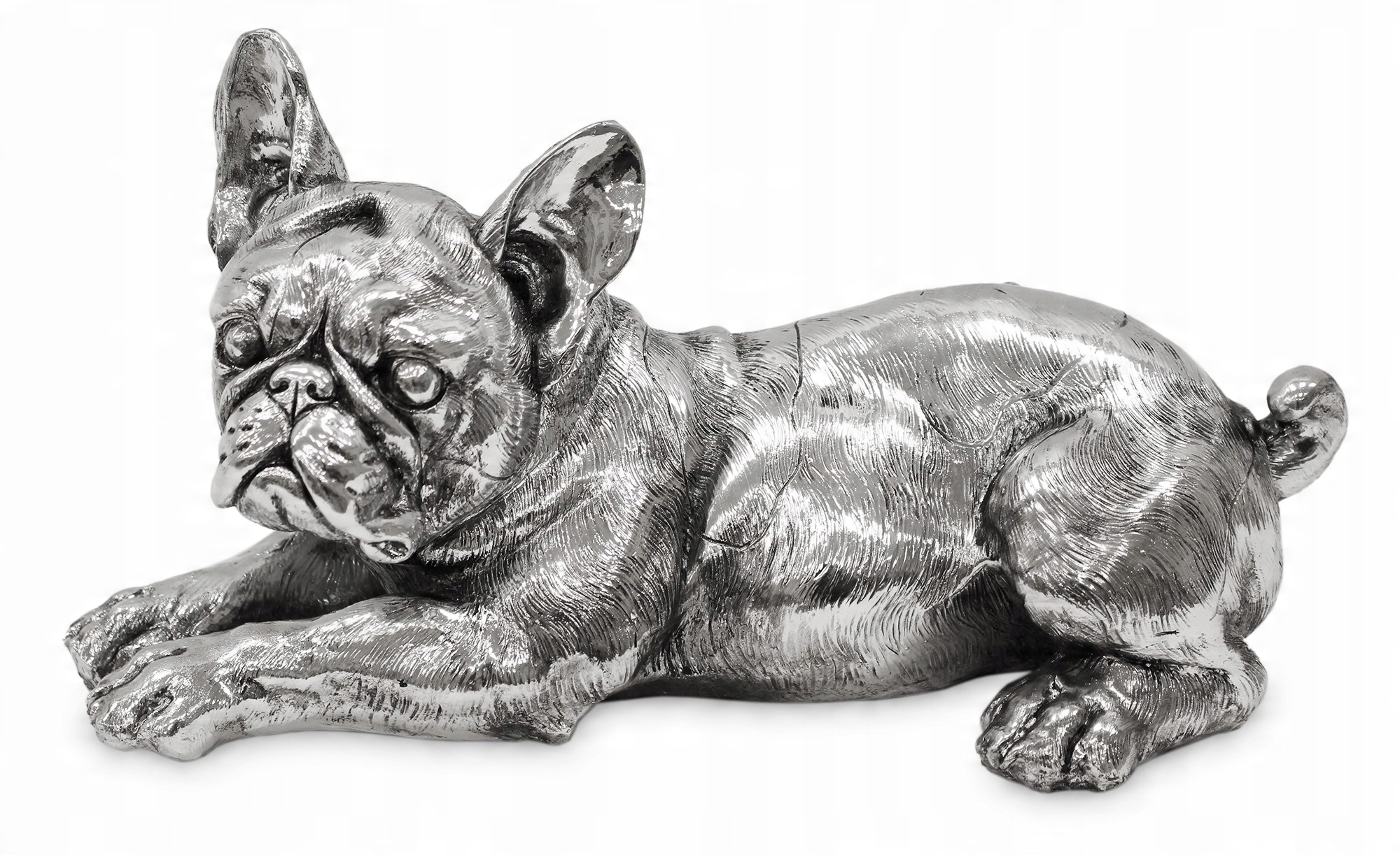 

Figurka pies Buldog srebrny