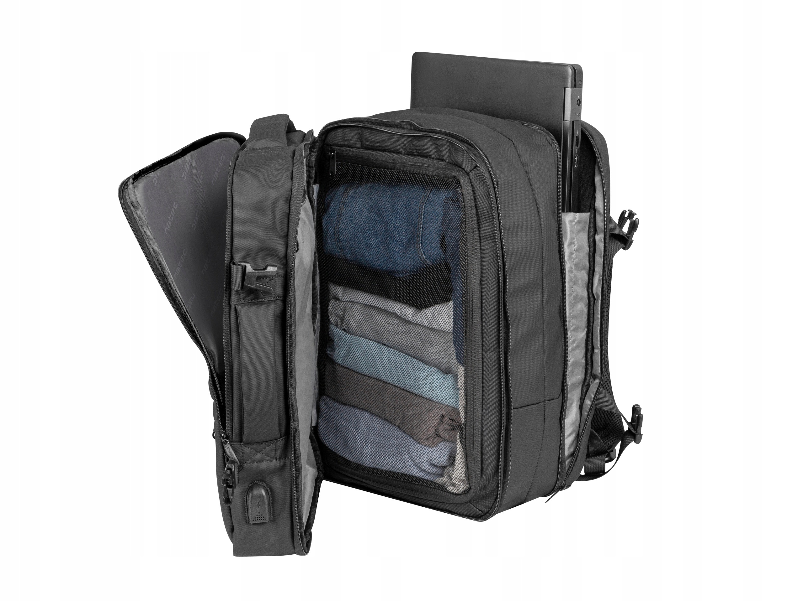 Plecak Do Laptopa 17.3" Natec Camel Pro Duży 28L Rozszerzalny 3 Komory