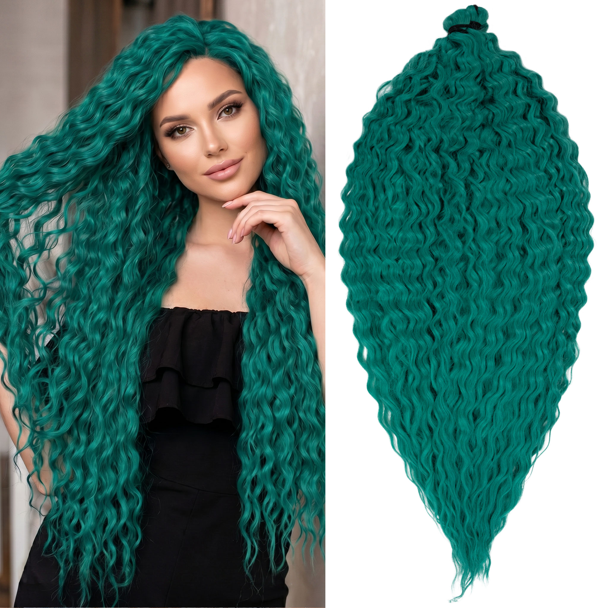 Syntetické vlasy Afroloki Arielki Pro Plus 400 g 76 cm tyrkysové zelené