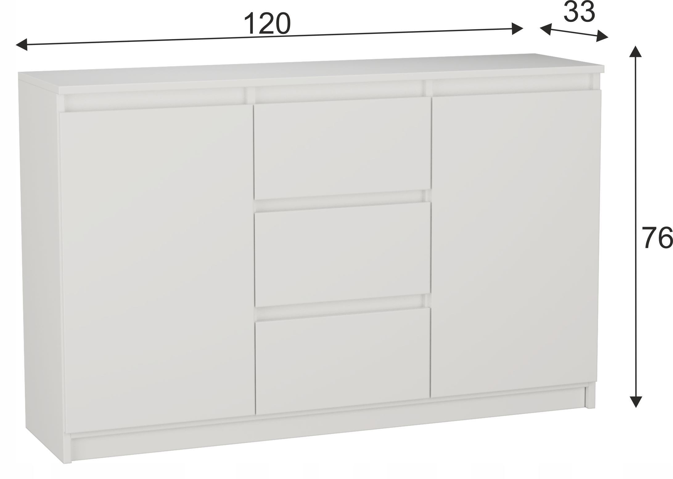 DUŻA KOMODA 3 SZUFLADY + 2 SZAFKI 120cm BIAŁA Kolekcja pokój