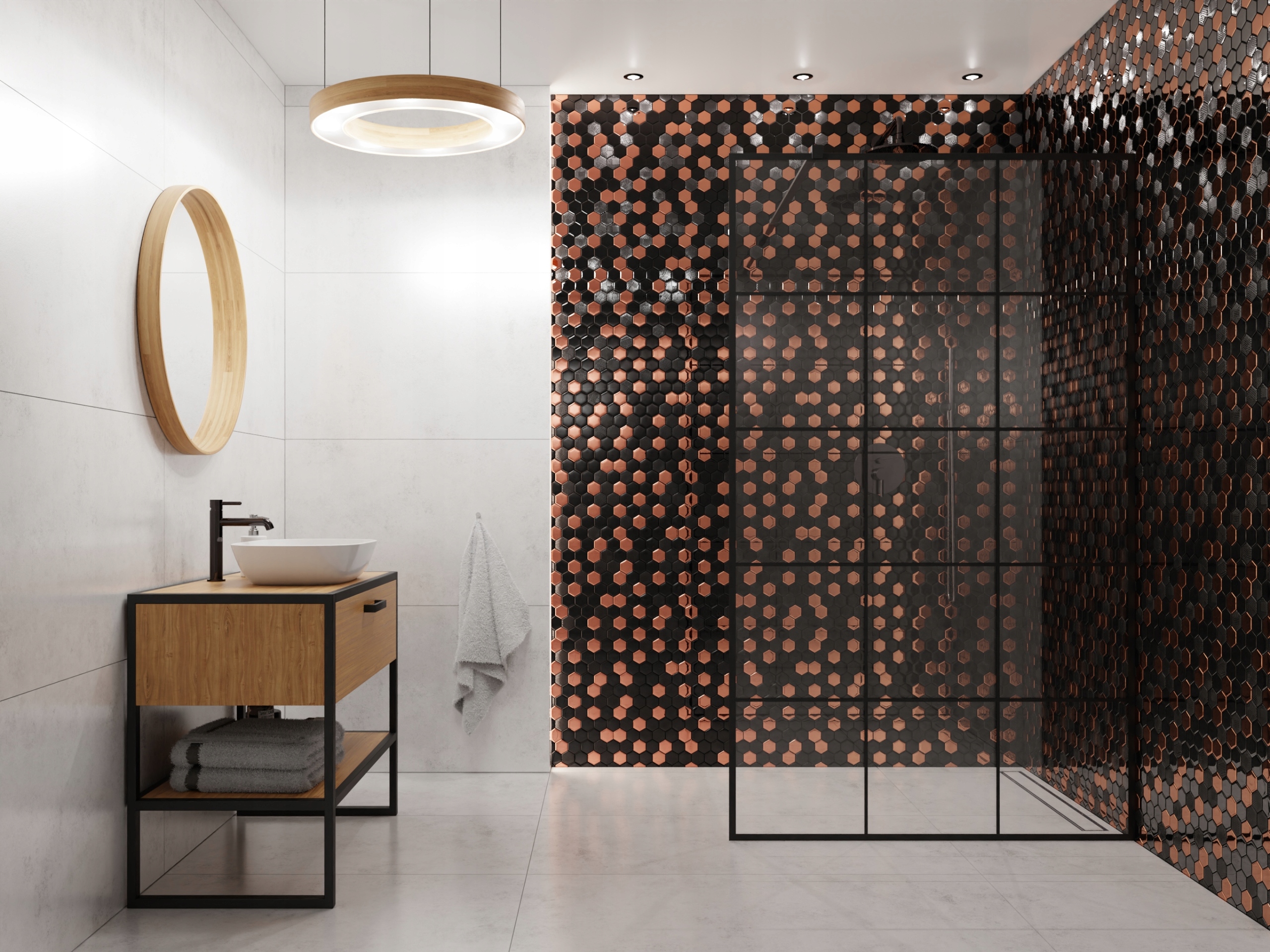 MOZAIKA SZKLANA HEKSAGON VOLCANO CZARNA MIEDZIANA Kod producenta H007