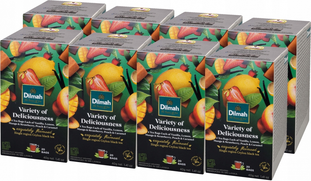 Zestaw herbat w kopertach Dilmah Variety of Fun Teas 5 smaków 20szt x8