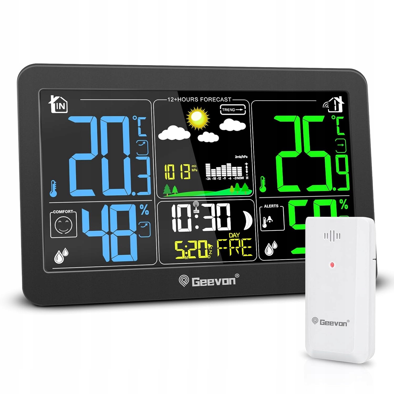 Geevon Dcf meteorologická stanice s venkovním senzorem LCD Indoor Outdoor
