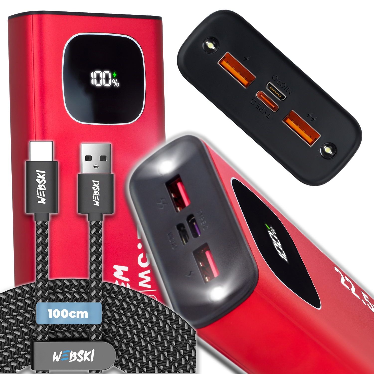 Prostorná Powerbanka Quick Charge Qc Pd 22.5W 30 000 Mah Usb Kabel Usb-c 1 M