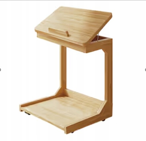 Stolik na kółkach 40×40×63 cm do laptopa i czytania natural
