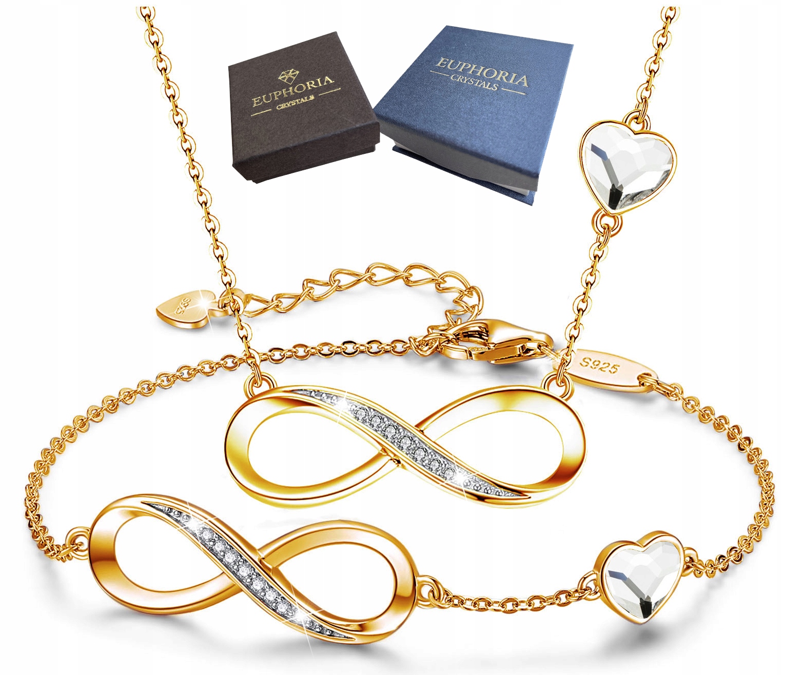 Sada šperků Zlaté Stříbro 925 Zirkony Dárek pro manželku k narozeninám