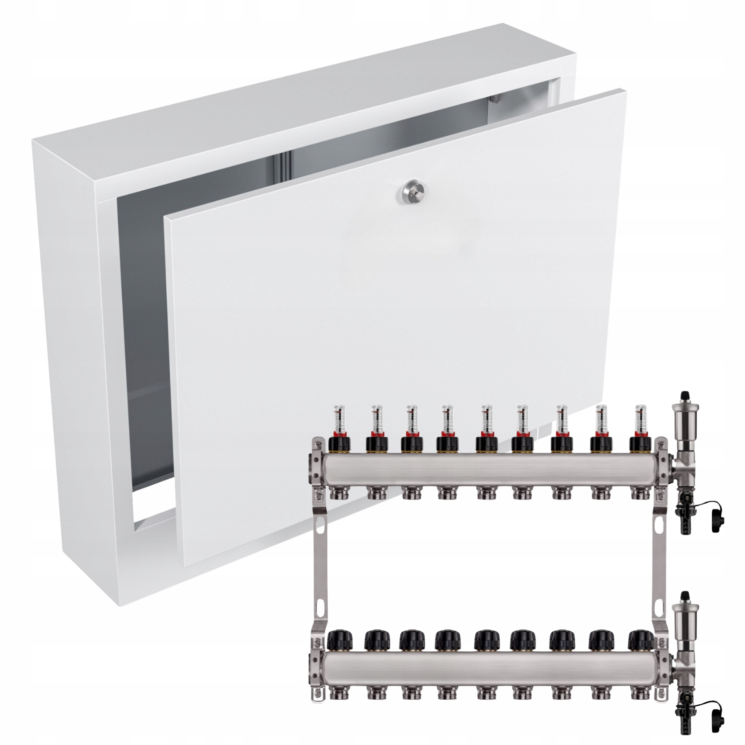 Nerezový Rozdělovač Podlahových Krytin 9+ Nástěnný Box Bílý