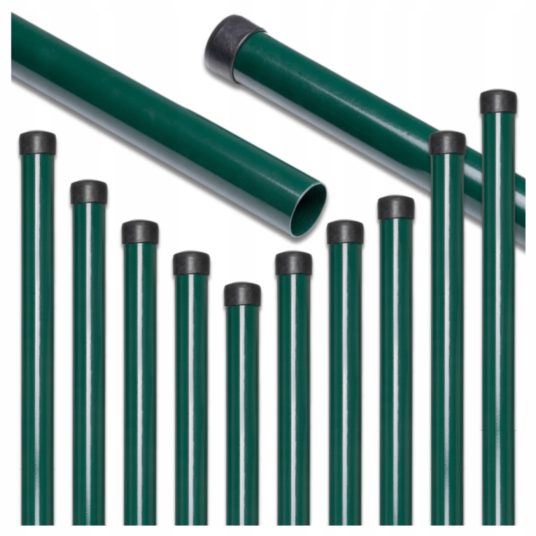 Słupki ogrodzeniowe do Siatki okrągłe fi 38x1,25mm wys 1,8m Zielone 10szt