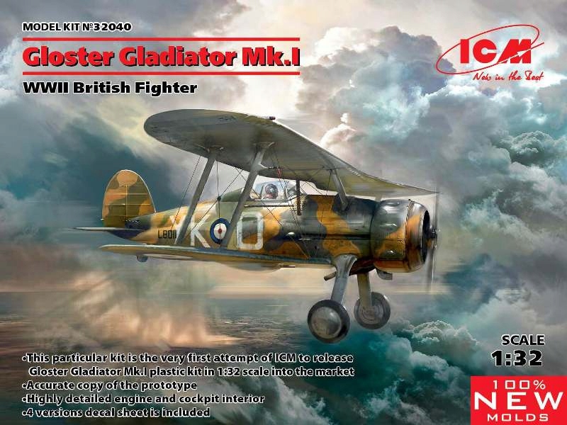 Gloster Gladiator Mk.I Wwii britská stíhačka 1:32