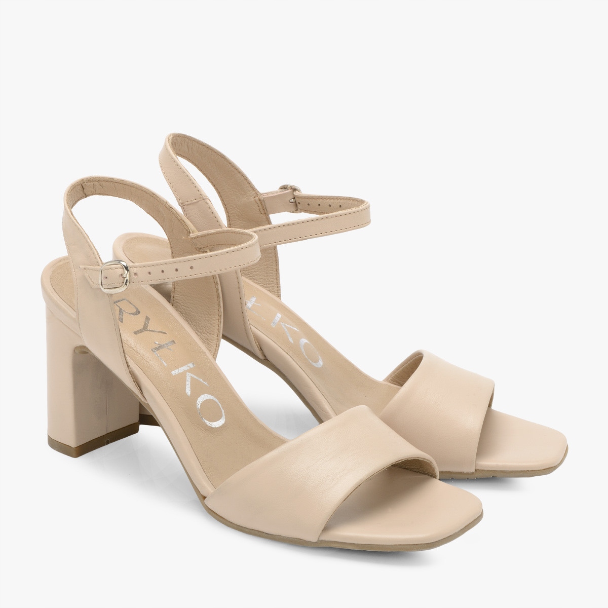 

Ryłko beżowe skórzane sandały damskie 36