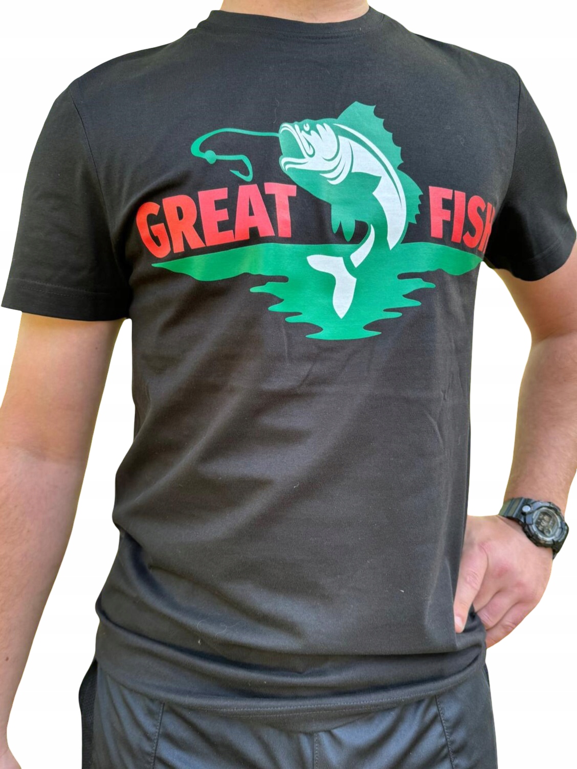Koszulka Premium Great Fish Czarna Rozmiar XL