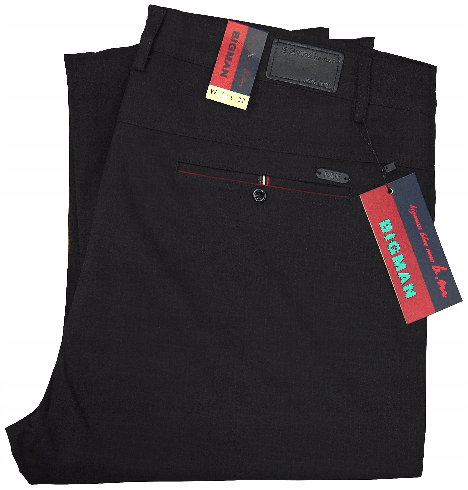 Wizytowe Chino do koszuli Bigman czarne W39 L32 100/102 cm