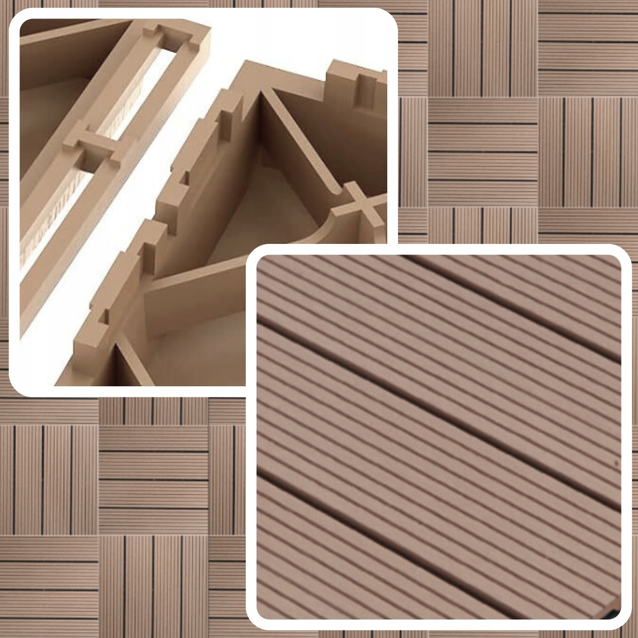 PODEST TARASOWY KOMPOZYTOWY PODŁOGA NA TARAS JASNE DREWNO 30x30x2,5cm Szerokość 0.3 m