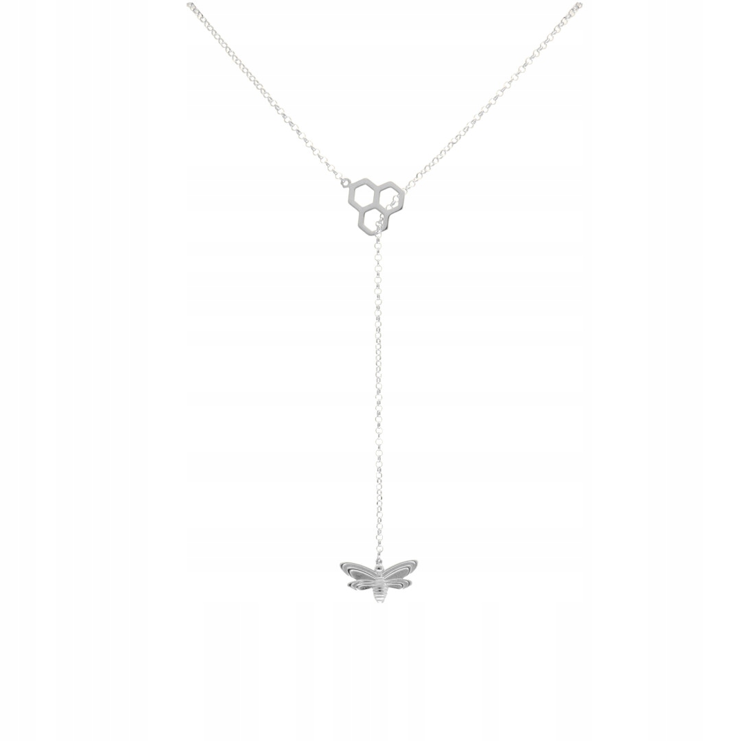 Náhrdelník včelka medová plástev kravata stříbro rhodiovaná