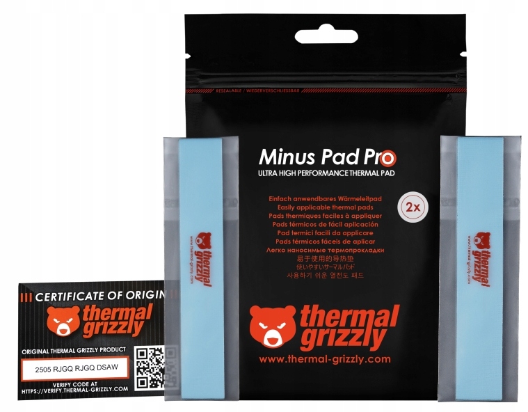 2 ks Thermal Grizzly Minus Pad Pro 120 x 20 x 0,5 mm termovodivá podložka