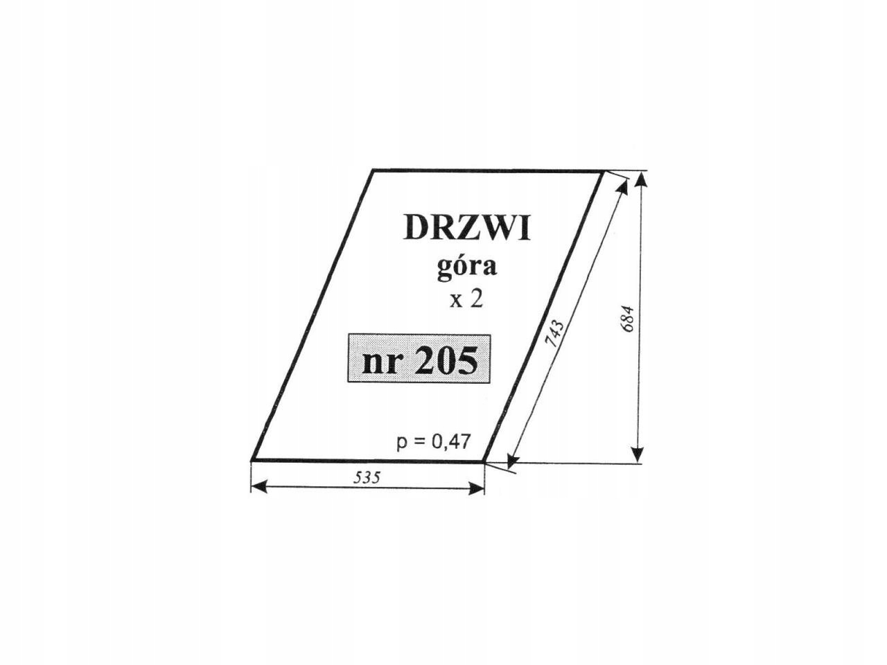 SZYBA DRZWI GÓRA ZETOR 5011 5211 7045 205