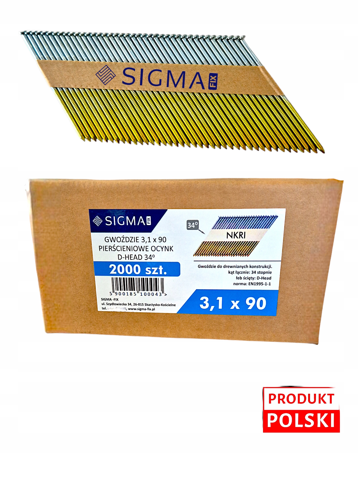 Gwoździe do Milwaukee Ffn 3,1x90 Pierścień Ocynk 2,000 sztuk 34°