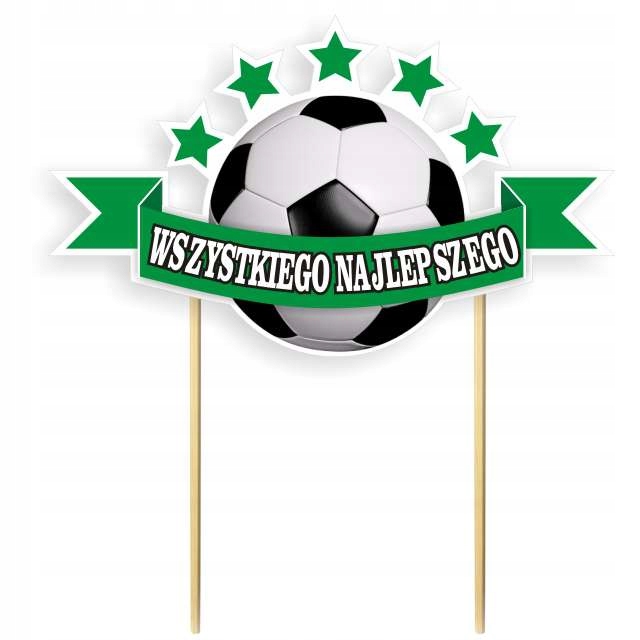 Dekoracja na tort PIŁKA NOŻNA topper WSZYSTKIEGO NAJLEPSZEGO urodziny