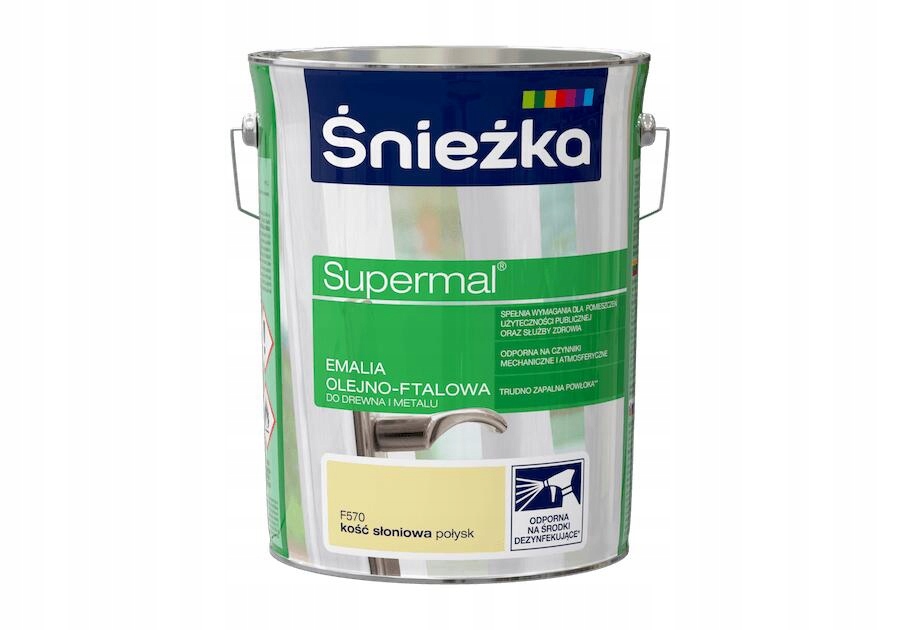 Olejovo-ftalová smaltovaná hmota Supermal na dřevo a kov 5 L, slonová kost Śnieżka