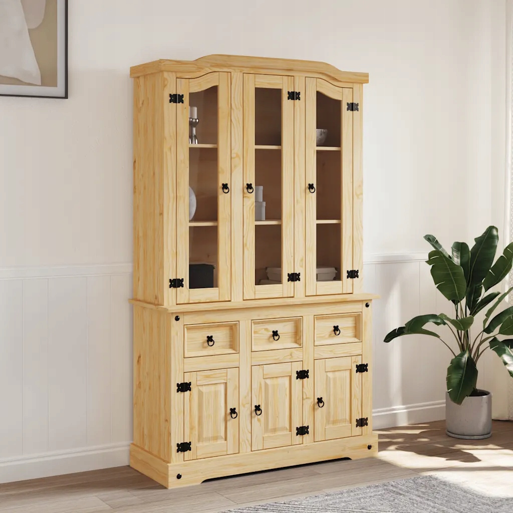 Kredenc Corona hnědý 112 x 43 x 196 cm masivní mexická borovice Hnědá 35508