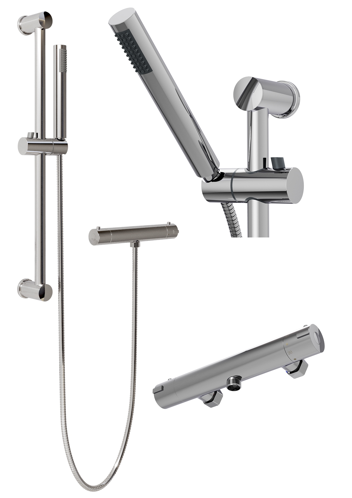 Sprchová Súprava Kúpeľňa Strieborná Sprchová Hlavica Della Batéria Ripon