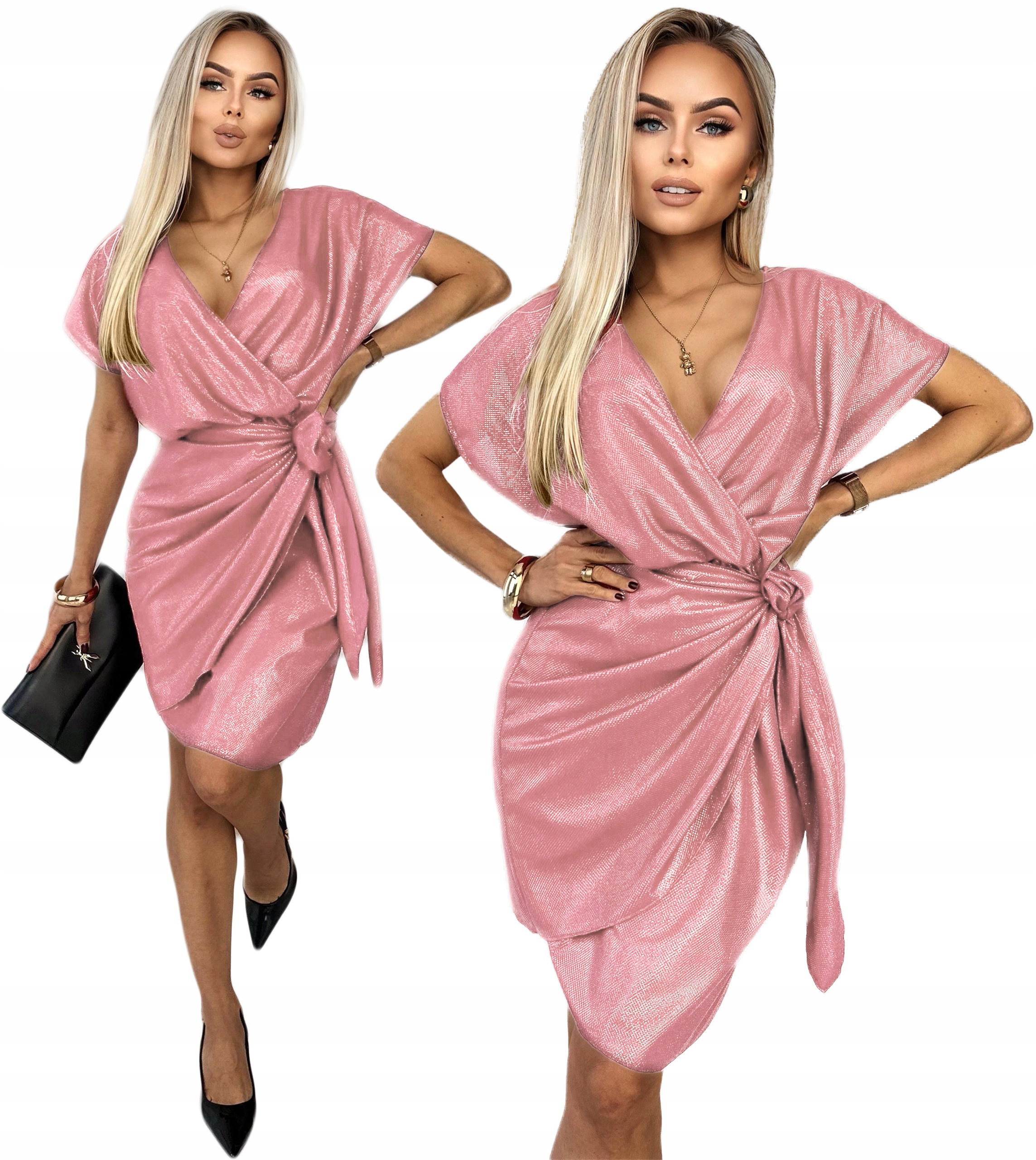 Elegantní večerní Šaty Dámská obálková lesklá S Kornelia