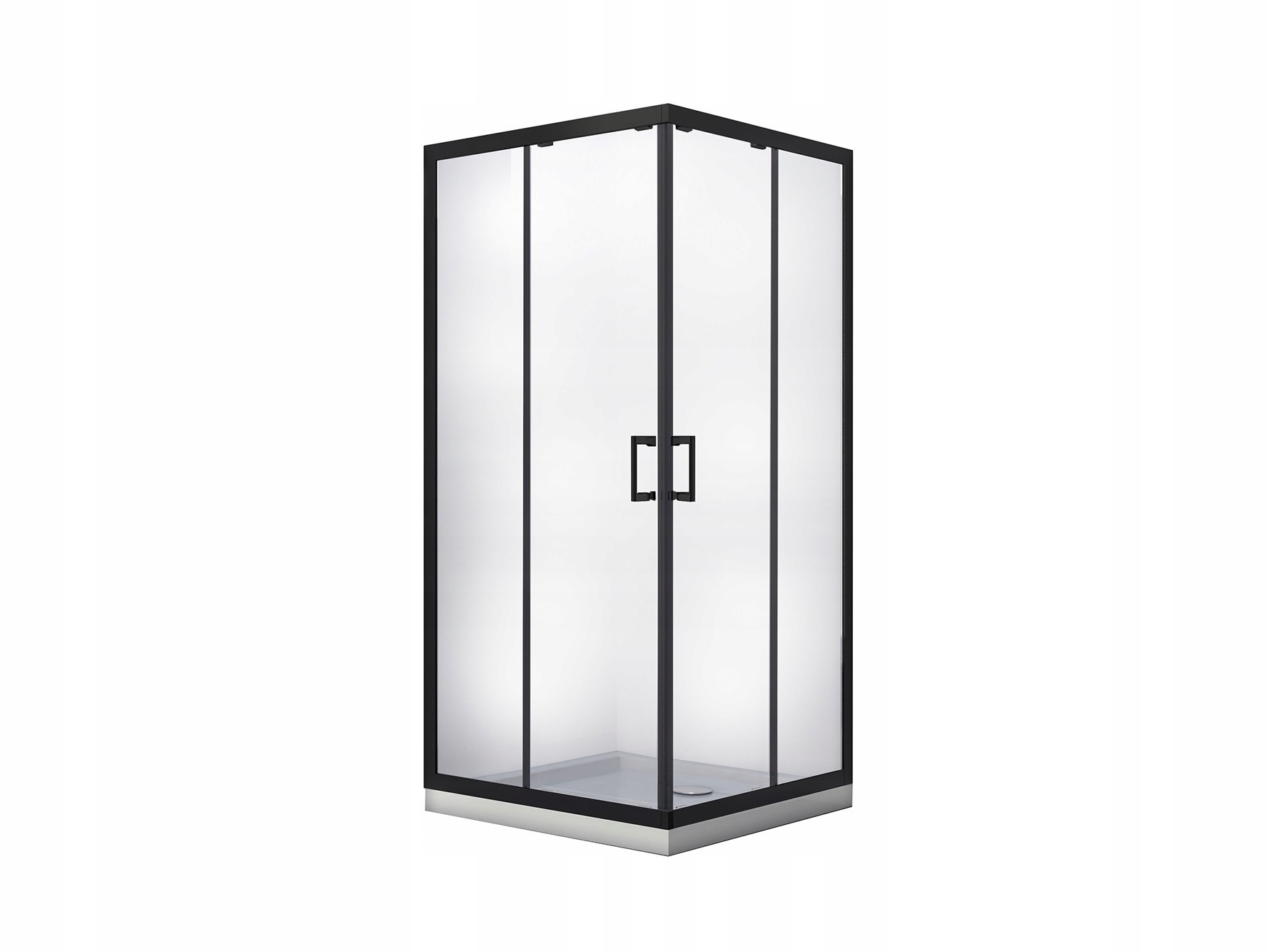 Besco Kabina Modern Black drzwi podwójne rozsuwane 80 x 80 x 190 kwadratowa