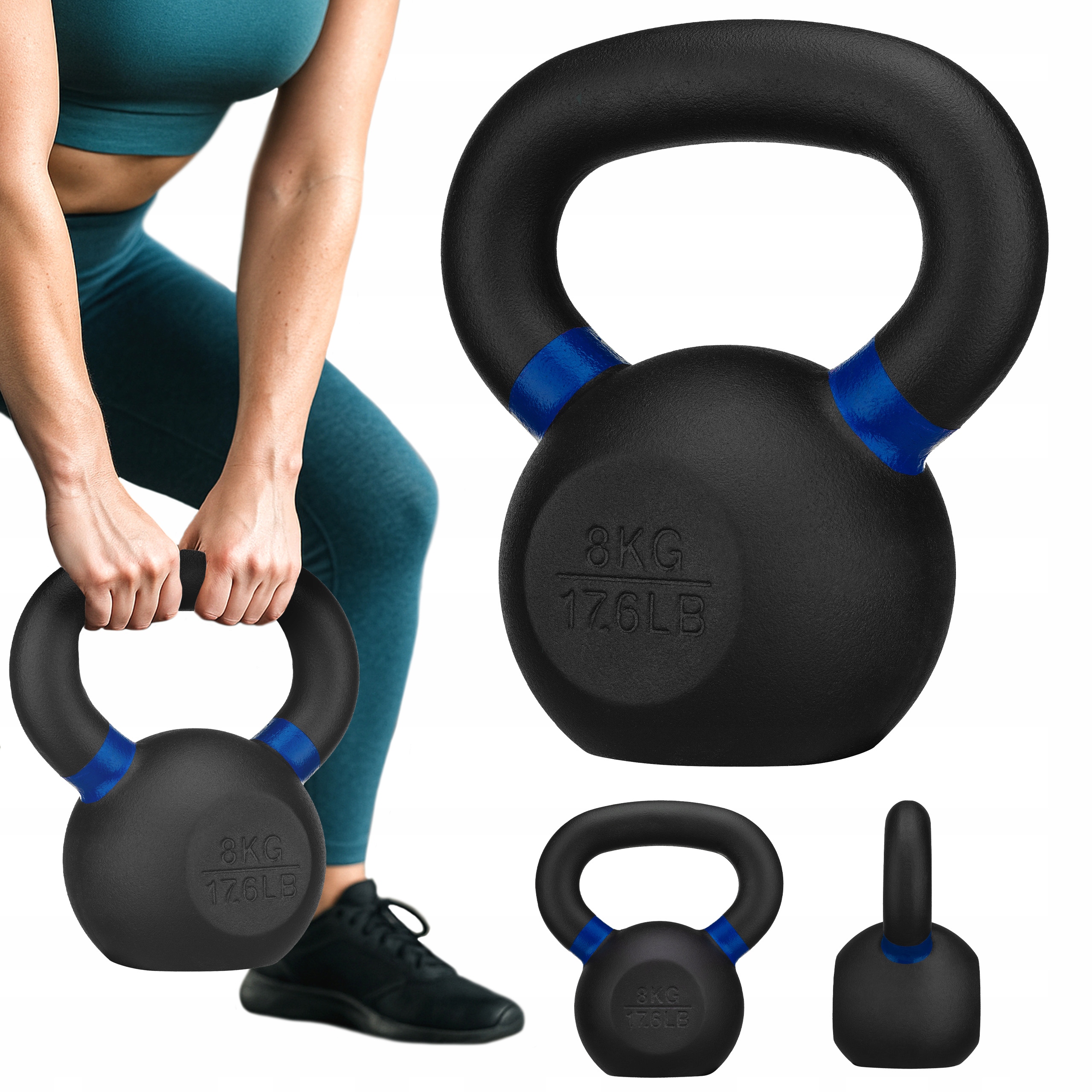 Kettlebell Hantla Żeliwna Do Ćwiczeń Siłowych Odważnik 8 Kg Gymtek