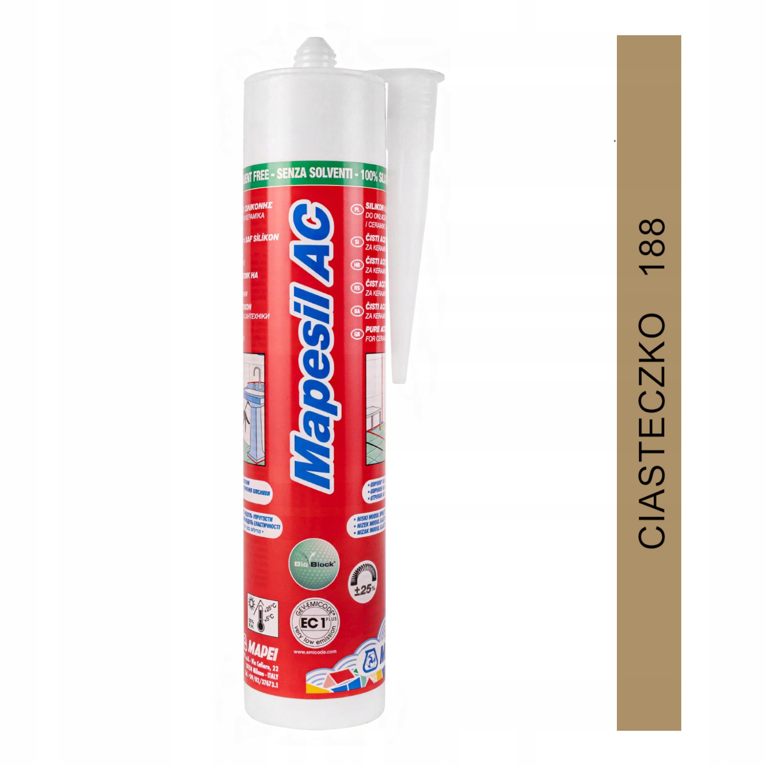 Silikon MAPEI Mapesil AC 310ml - kolor 188 ciasteczko