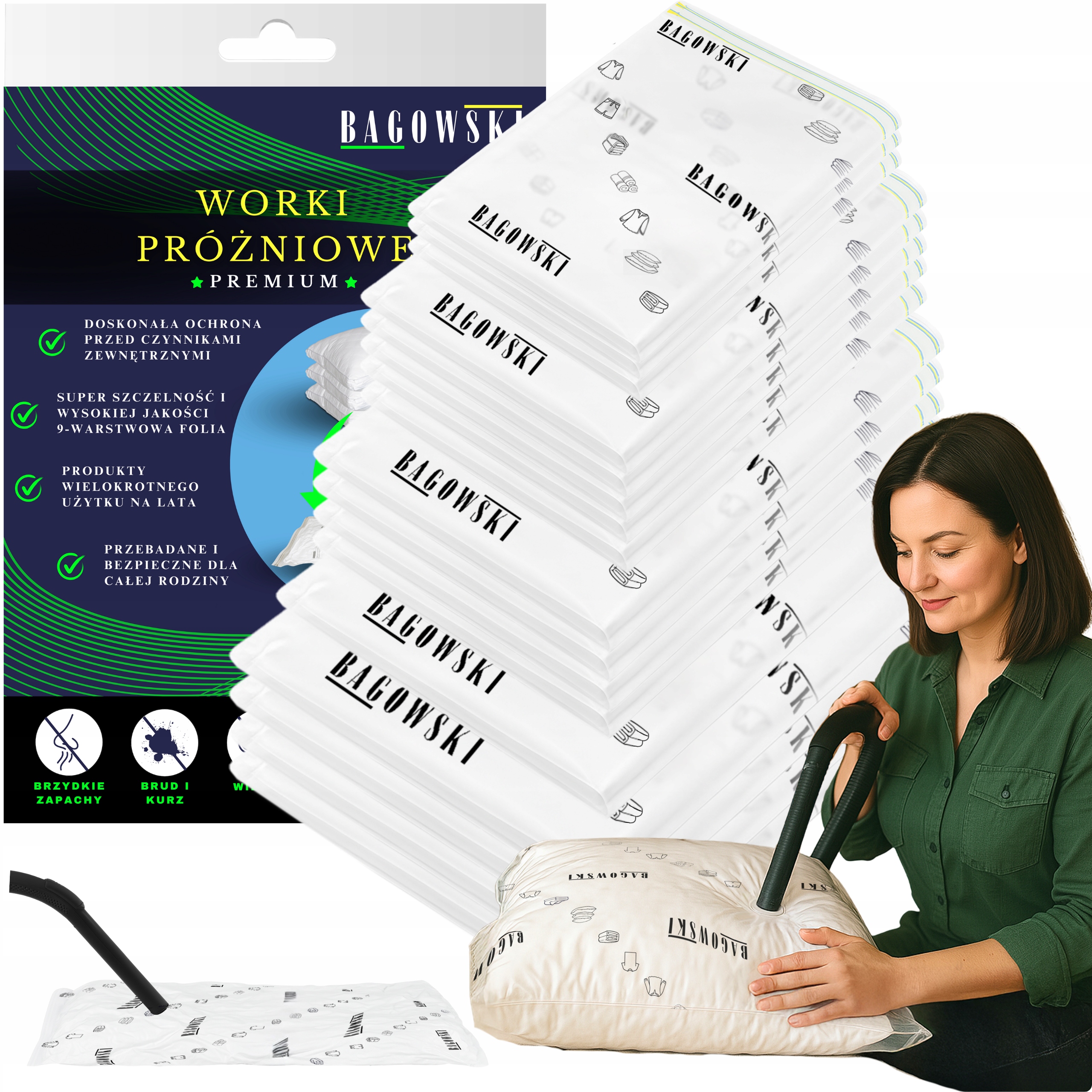 Levně Vakuové sáčky Sada 17 ks na oblečení povlečení Velké, vzduchotěsné, Pevné