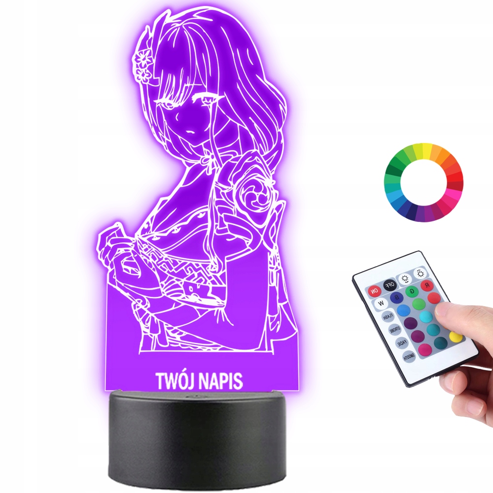 Lampka Nocna Genshin Impact 16 Kolorów LED PLEXIDO