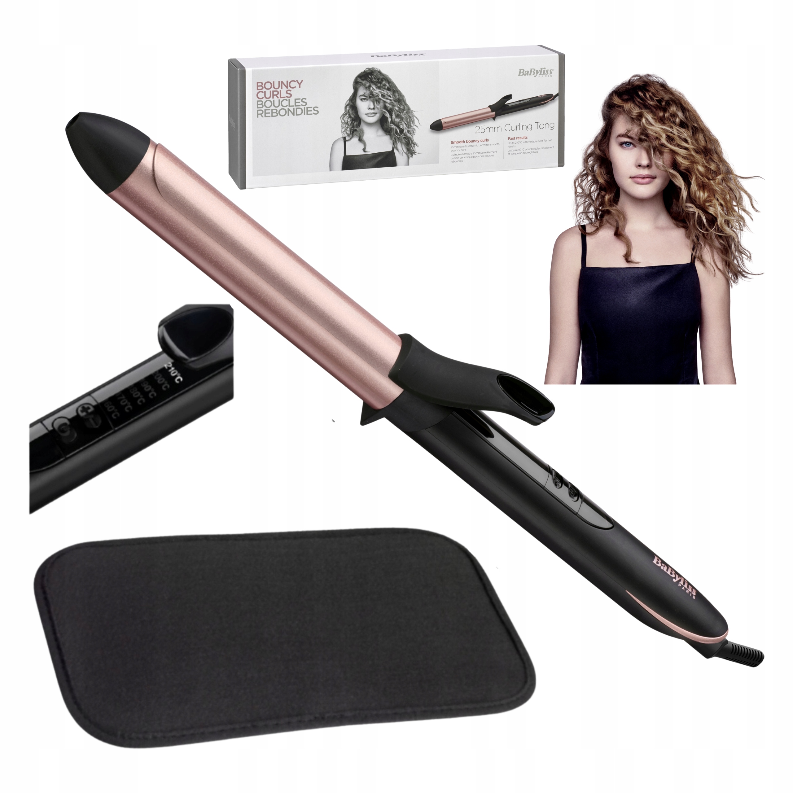 Babyliss Lokówka Do Włosów Rose Quartz 25mm Ceramiczna Obrotowy Kabel