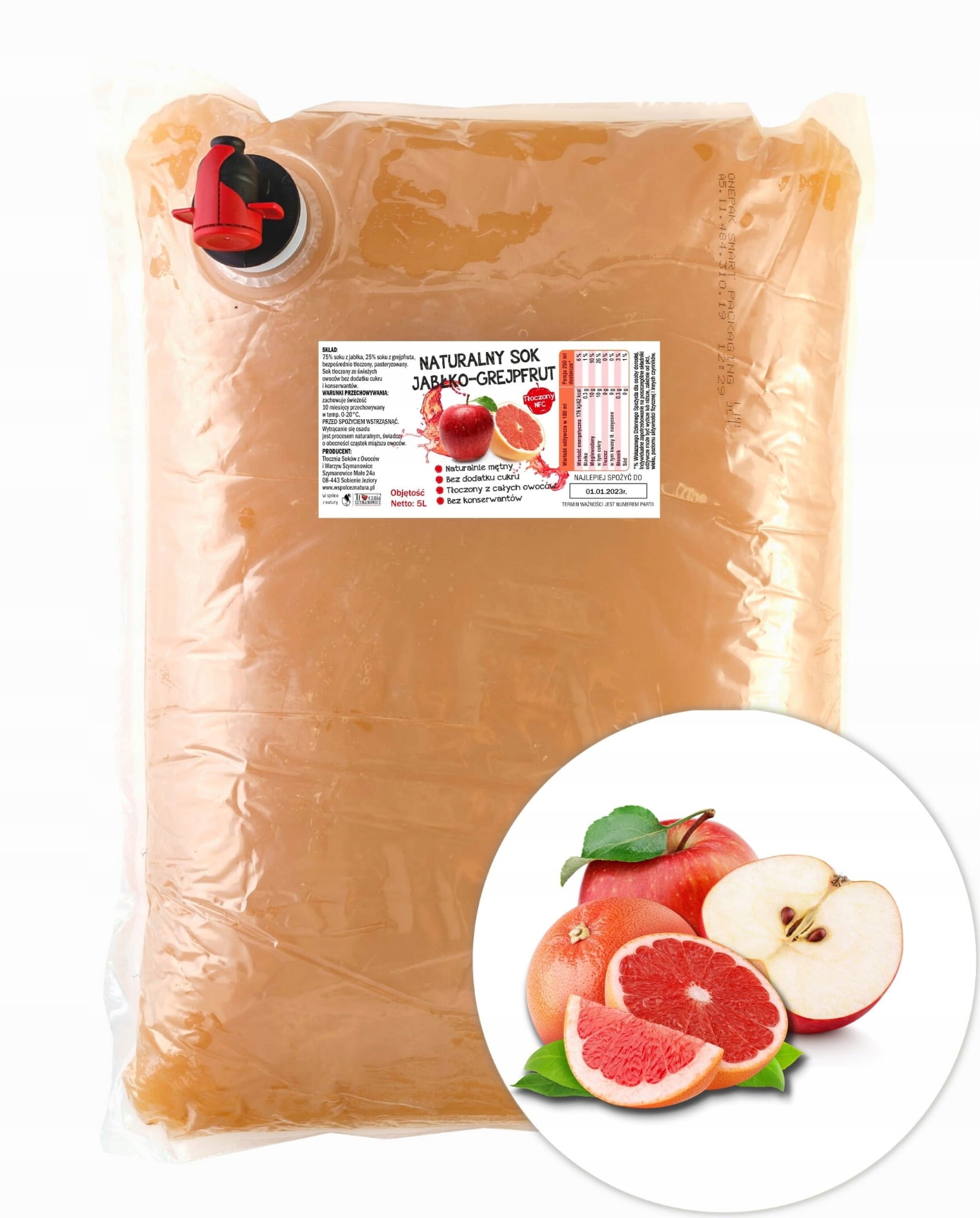 

Sok Jabłko-grejpfrut Tłoczony 100%NFC 5L