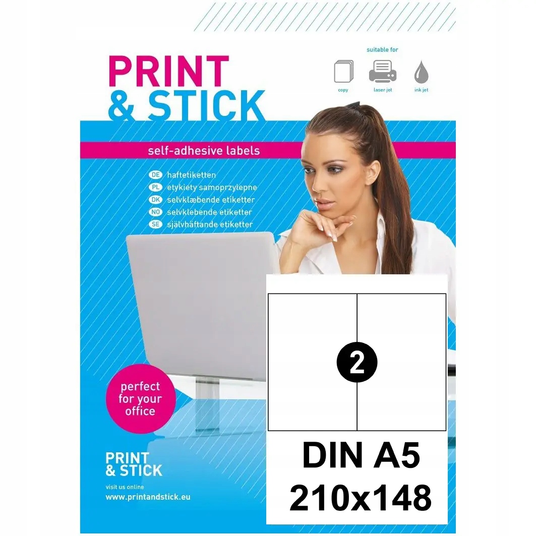 Etykiety samoprzylepne arkusze A5 2x 105x148mm (2x A6) 1000 ark