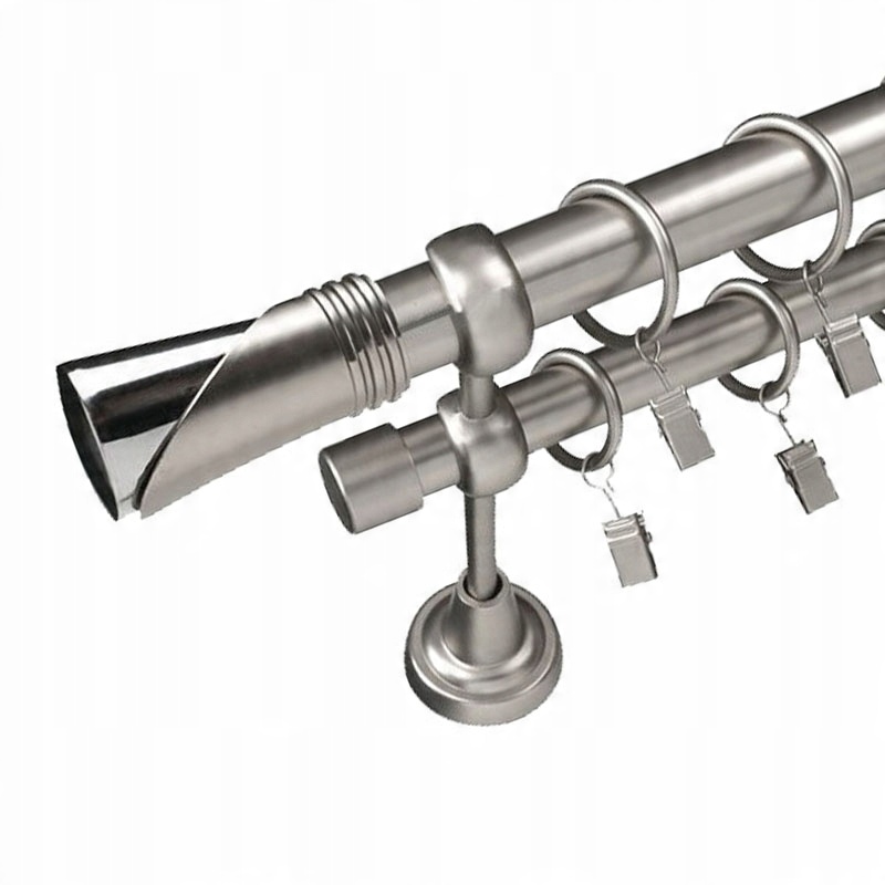 

Karnisz Srebrny 100 cm 25+19 mm z żabkami gotowy